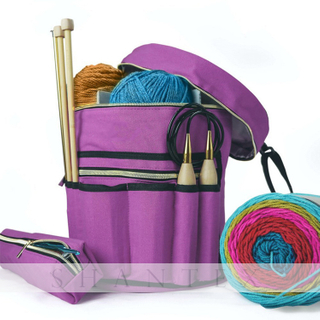 Lila Durable Knitting Organizer Crochet Storage Canvas Tasche Strickgarn Tasche benutzerdefinierte Garn Aufbewahrungstasche